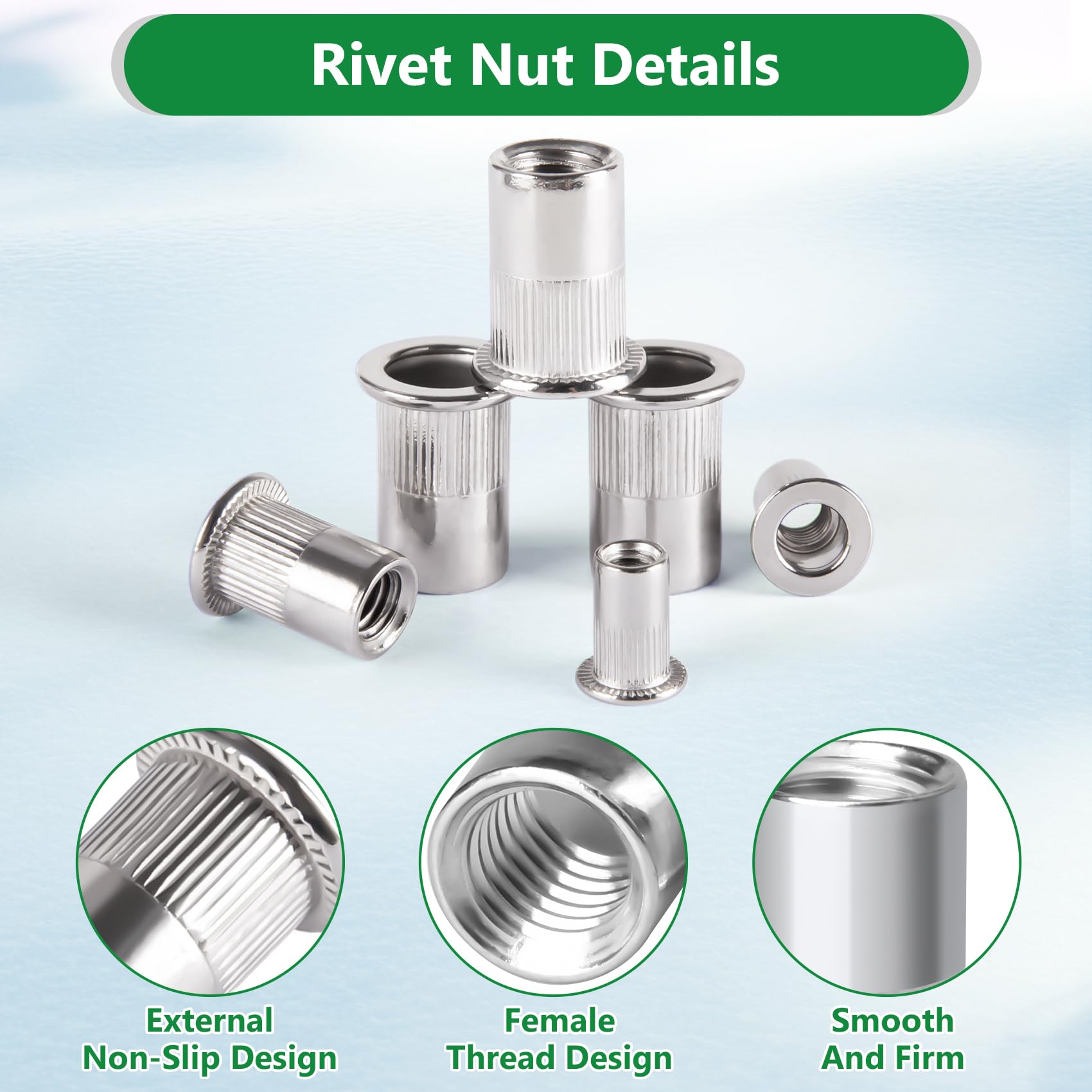 Snapklik.com : Rivet Nuts, 100 Pcs Metric Rivet Nut Kit, Rivet Nuts ...