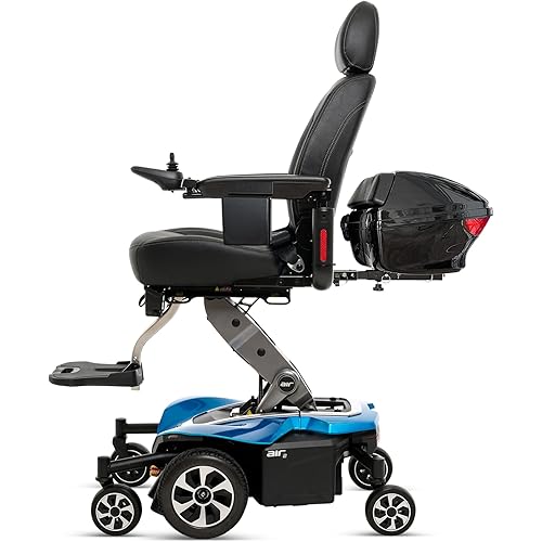 Pride Jazzy Air 2 Elevated Power Chair Plus Accessories, in Home Set Up and Instruction,Raise Seat 12", 15 Mile Range, 300 lb Capacity, LED Lights, Ext Warranty (Sapphire Blue, 20" W x20-22" D SEAT)