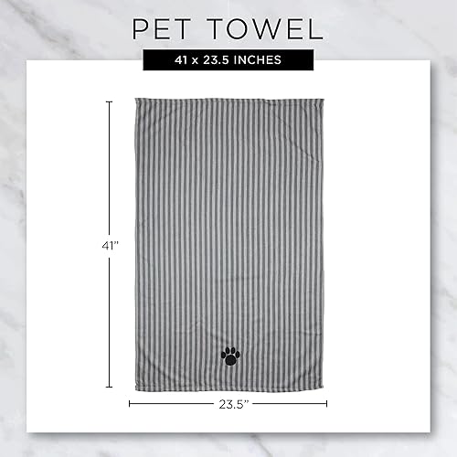 Miniatura 9 de Bone Dry Pet Drying Collection - Toalla de microfibra bordada para mascotas XL 41 x 235pulgadas color celeste con huella de hueso negra