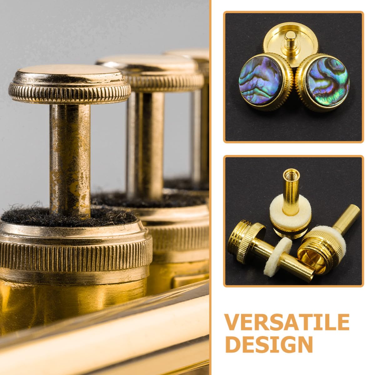 BETOOKY Set de Accesorios para Trompeta Dorados de Metal Botones de Pistón a Presión para Mejorar la Fluidez y Precisión Ejecución Musical