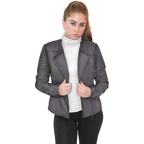 Olivia Miller Womens Faux Leather Zip Up Moto Biker Jacket