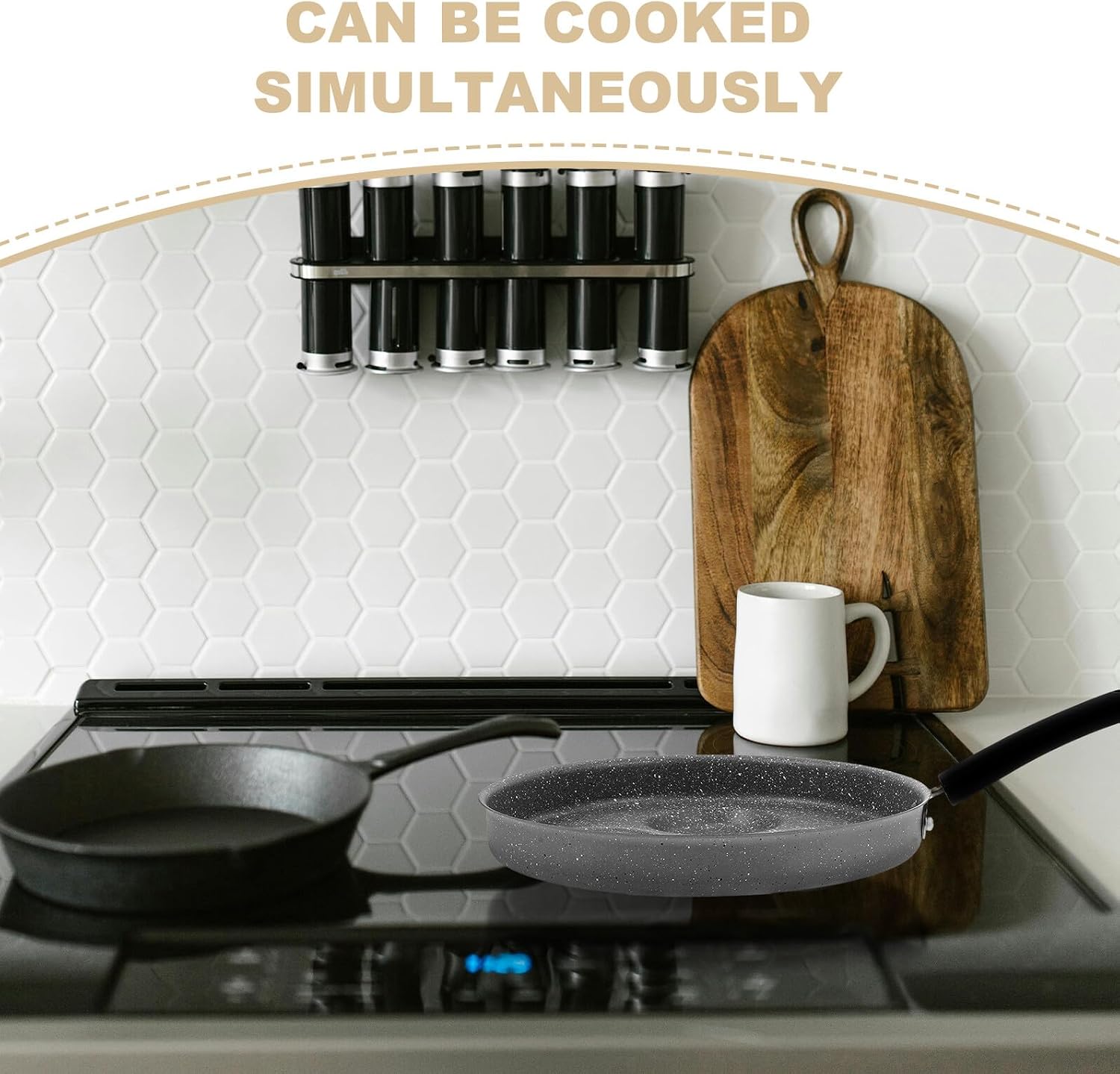 INOOMP Non-stick 24cm Egg Frying Pan 4-hole Divided Mini Pancake Pan Gray Multi-functional Omelet for Gas and Induction Stovetops