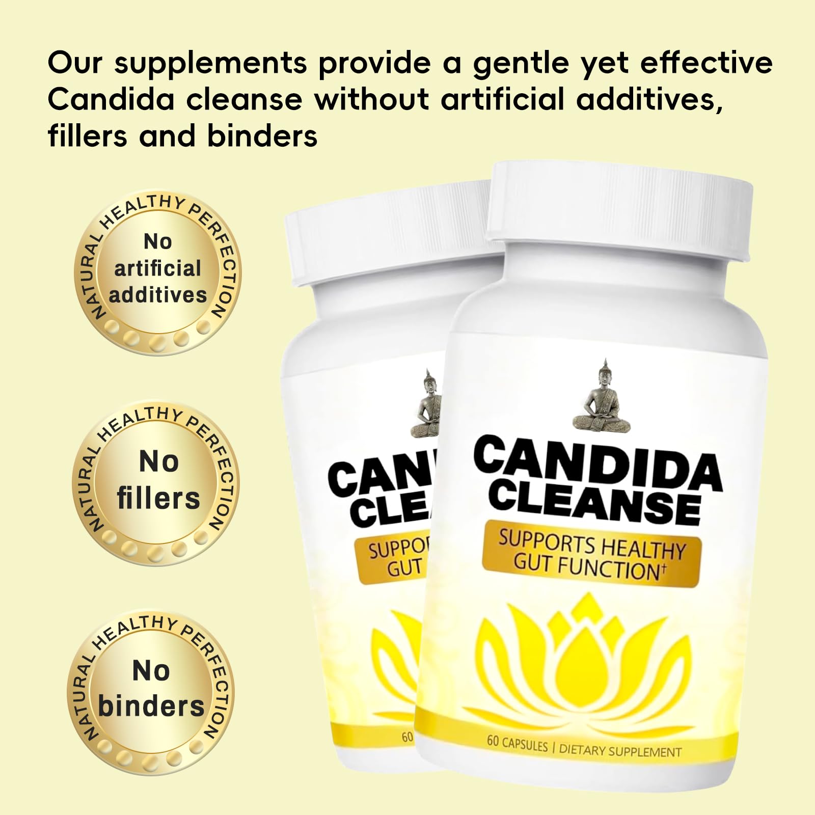 Candida Cleanse, Gut & Colon Support, Advanced Probiotic & Herbal Formula, Oregano Leaf, Wormwood, Black Walnut, Caprylic Acid-1 for Men & Women, 60 Capsules (1 Bottle)