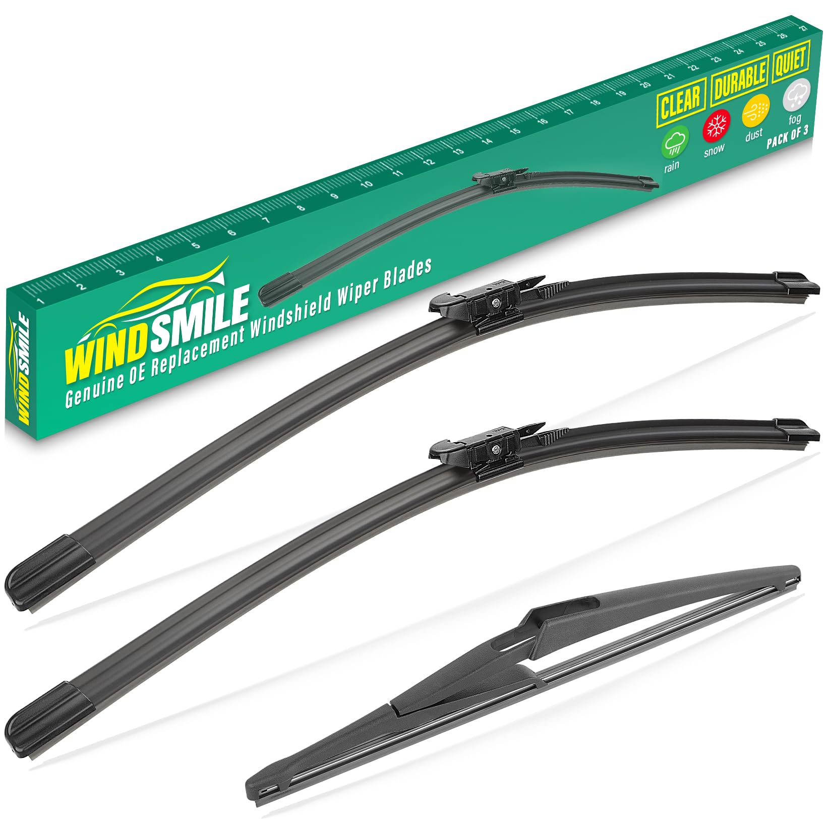 28" 26" 12" Windshield Wiper Blades Replacement for Ford CMax C-Max 2013 2014 2015 2016 2017 2018 Premium All Weather Front Rear Wipers Set - OEM Quality (Pack of 3)