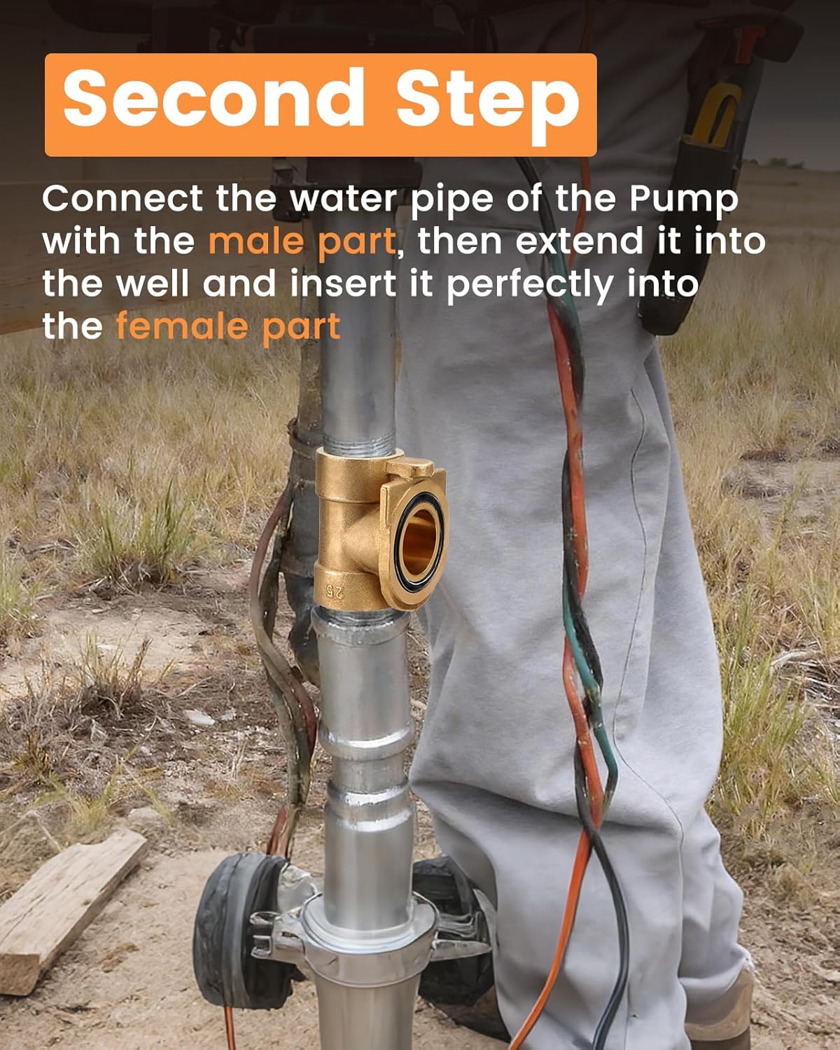 1" Brass Pitless Adapter for Submersible Well Pump 1" Drop and 1" Discharge Pipe, Fits Well Casing Sizes 4"-8", Casing Hole 1-3/4"