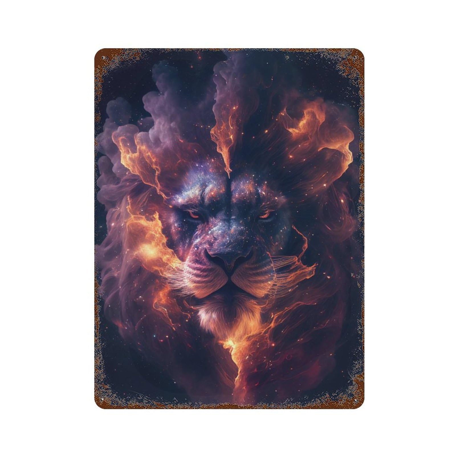 Rust Effect Star Sovereign Lion Vintage Rust Metal Sign 15.7"x11.8", Vintage Wall Decor for Garage, Bar And Workshop Decor