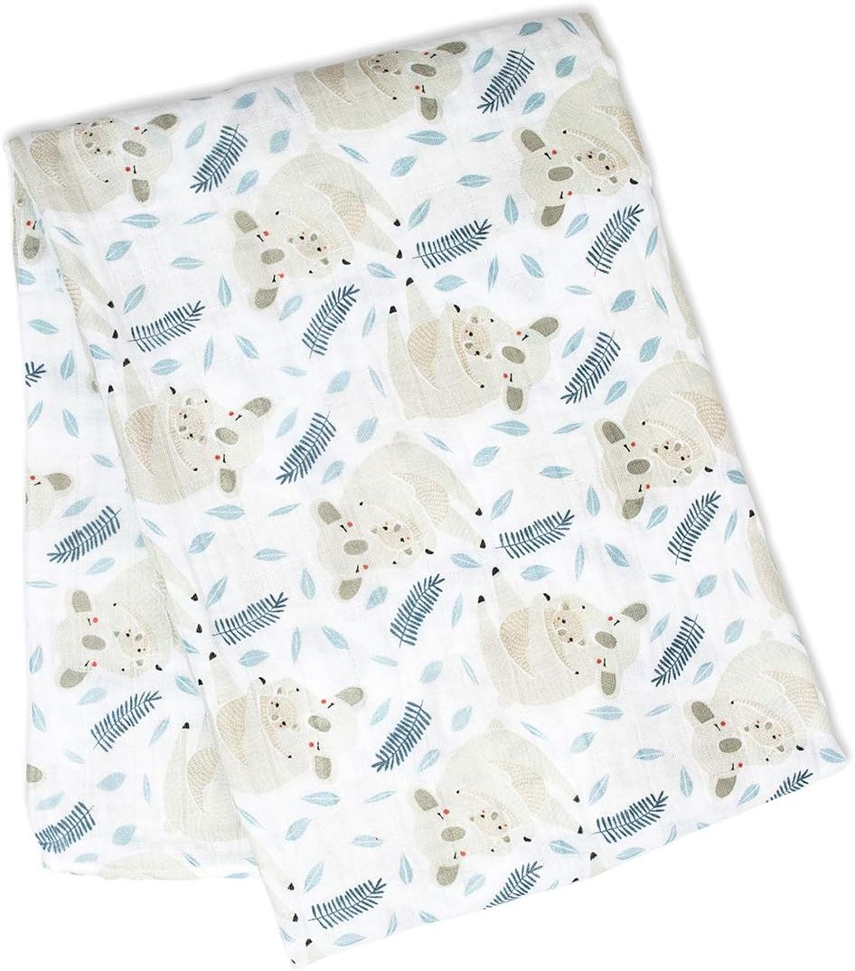 Lulujo Baby Swaddle Blankets| Unisex Soft Breathable Cotton Muslin Large Swaddling Blanket| Neutral Receiving Blanket for Girls & Boys | 47in x 47in| Koala