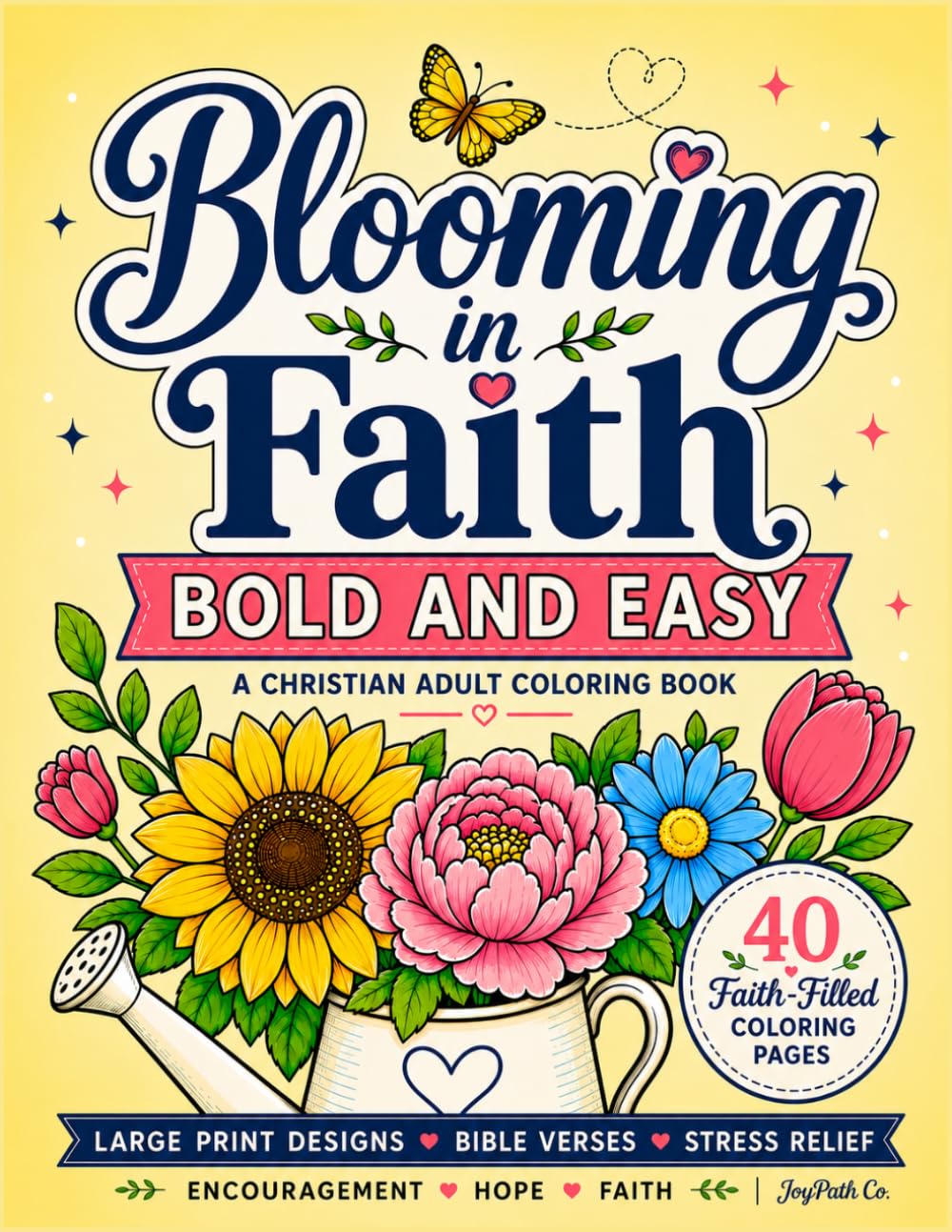 Blooming in Faith Bold and Easy Christian Adult Coloring Book