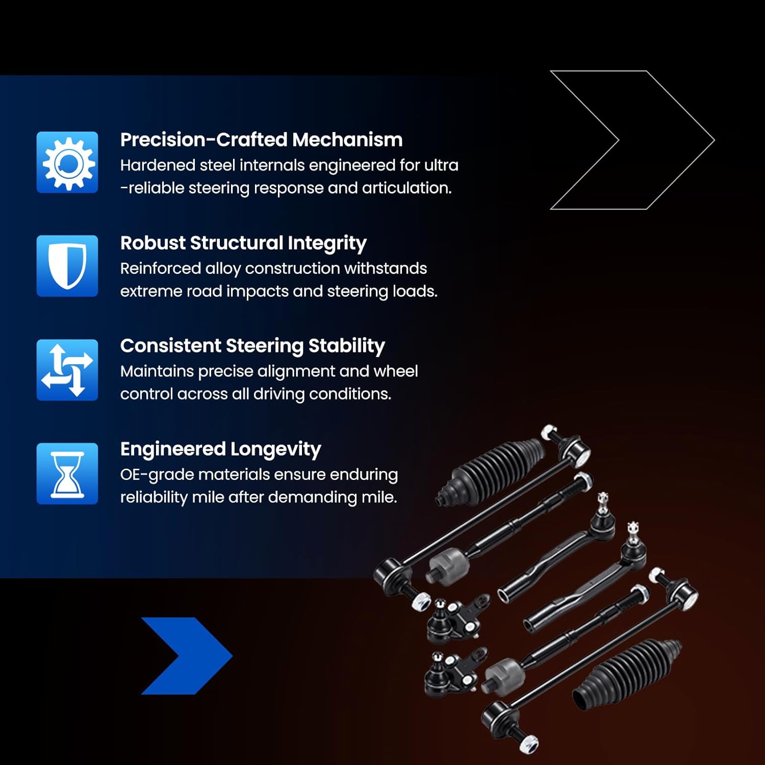 10-PC Steering Suspension Kits Compatible with Toyota Sienna 2011-2020,2xInner tie rod EV801518,2xOuter tie rod ES800997 ES800998,2xBall Joint K500187 K500188,2xStabilizer Bar Link K750574
