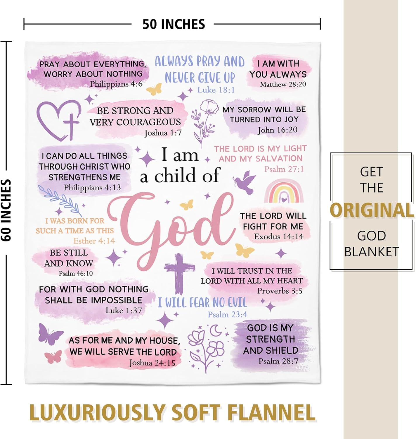 Baptism Gifts for Girl, I Am a Child of God Blanket, Christian Gifts for Women Birthday, Teen Girl Gifts Trendy Stuff, Inspirational Confirmation & First Communion Gifts for Girls(50 * 60) - Image 7