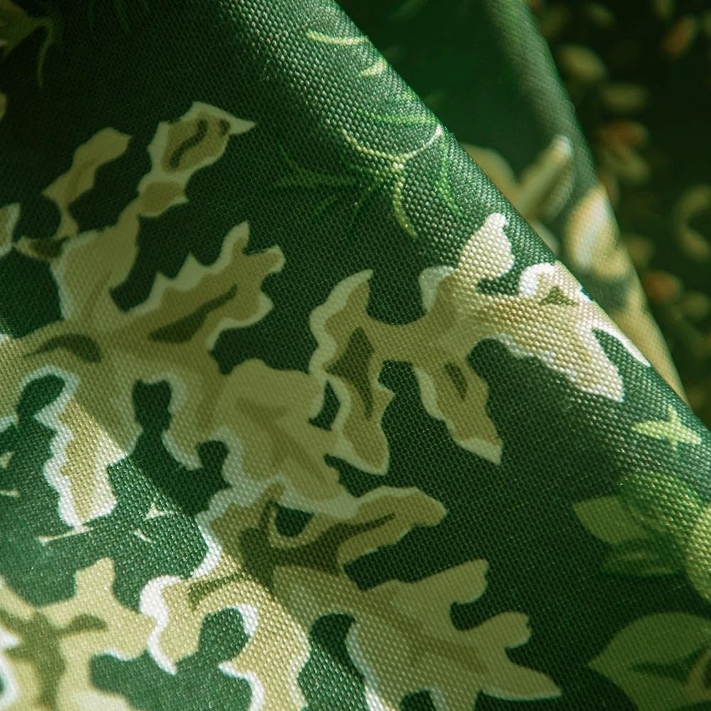NAPEARL Green Wildflower Botanical Oven Curtain Valance with Ruffled Lace