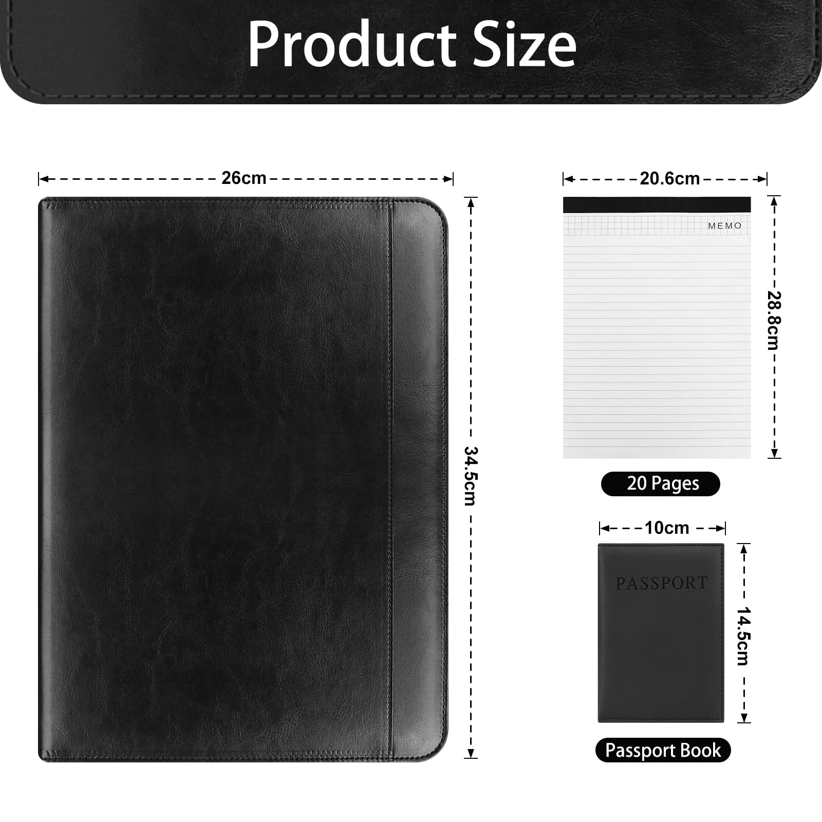 Wonderpool Porte-docuents En Cuir A4 Padfolio Anneaux Planchettes à Pince Classeur Raovible