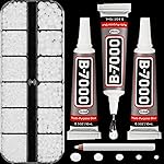 6500Pcs White Rhinestones for Bedazzling, Bedazzler Kit with Flatback Rhinestones for Clothes Crafting Crafts Nails, 2,3,4,5,6mm Flat Back Resin Crystal Bedazzling Kit with B 7000 Glue Clear