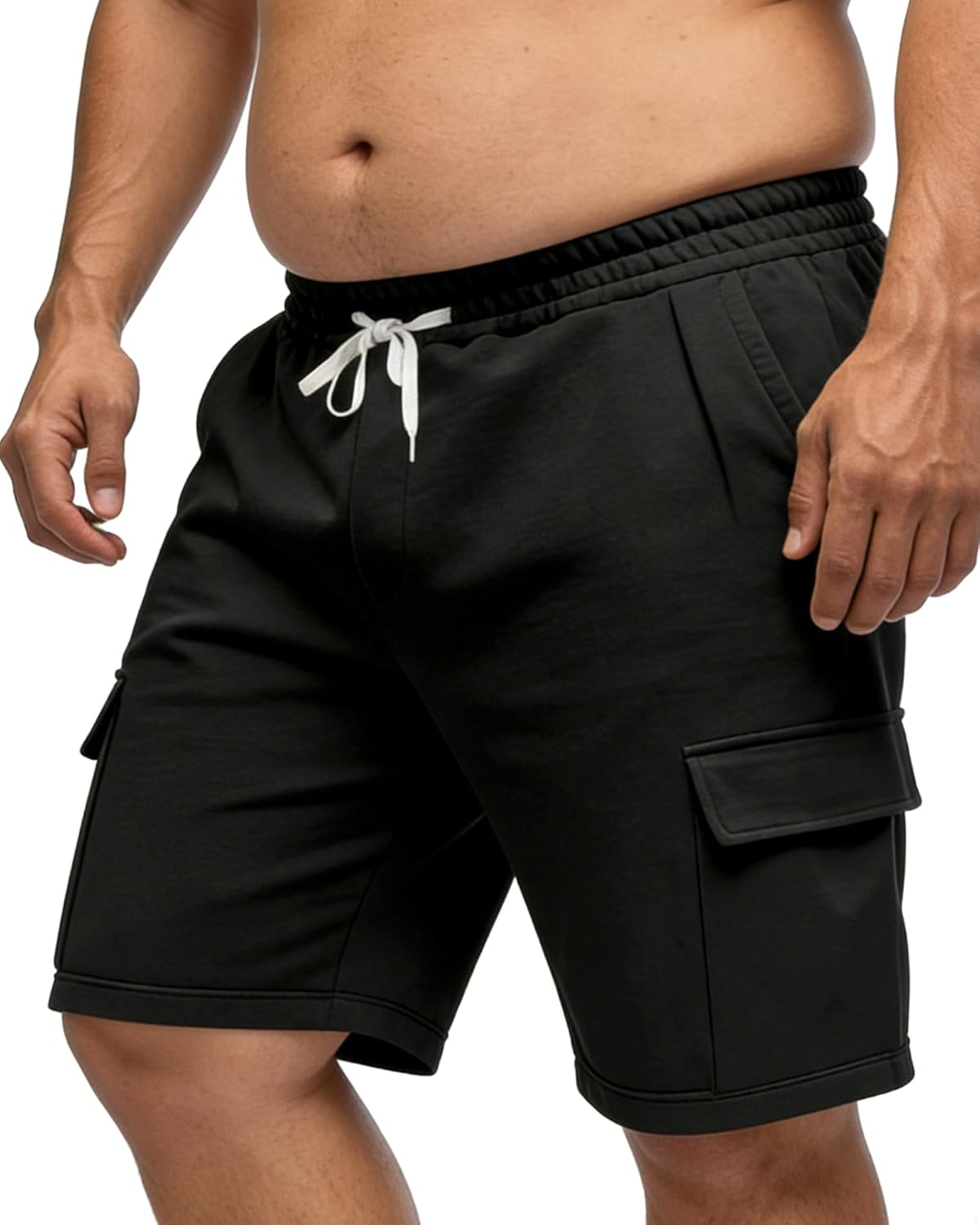 Men's Big & Tall Cargo Shorts XL-8XL, Relaxed Fit Elastic Waist Drawstring Baggy Casual Streetwear Shorts with Pockets - Image 2