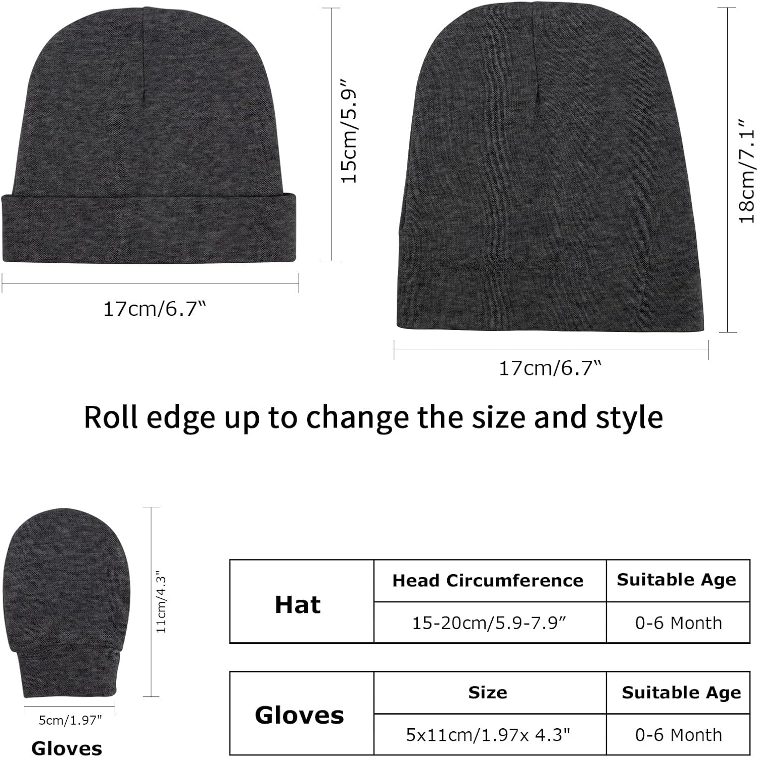 Newborn Baby Hats and Mittens Set Infant Beanie Cap Toddler Gloves Newborn Hospital Hats for Baby Boys Girls Kid 0-6 Months - Image 2