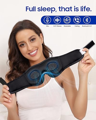 Miniatura 7 de LC-dolida Máscara de ojos para dormir, máscara de dormir con auriculares Bluetooth, máscara de ojos 3D, música inalámbrica, cubierta de dormir de