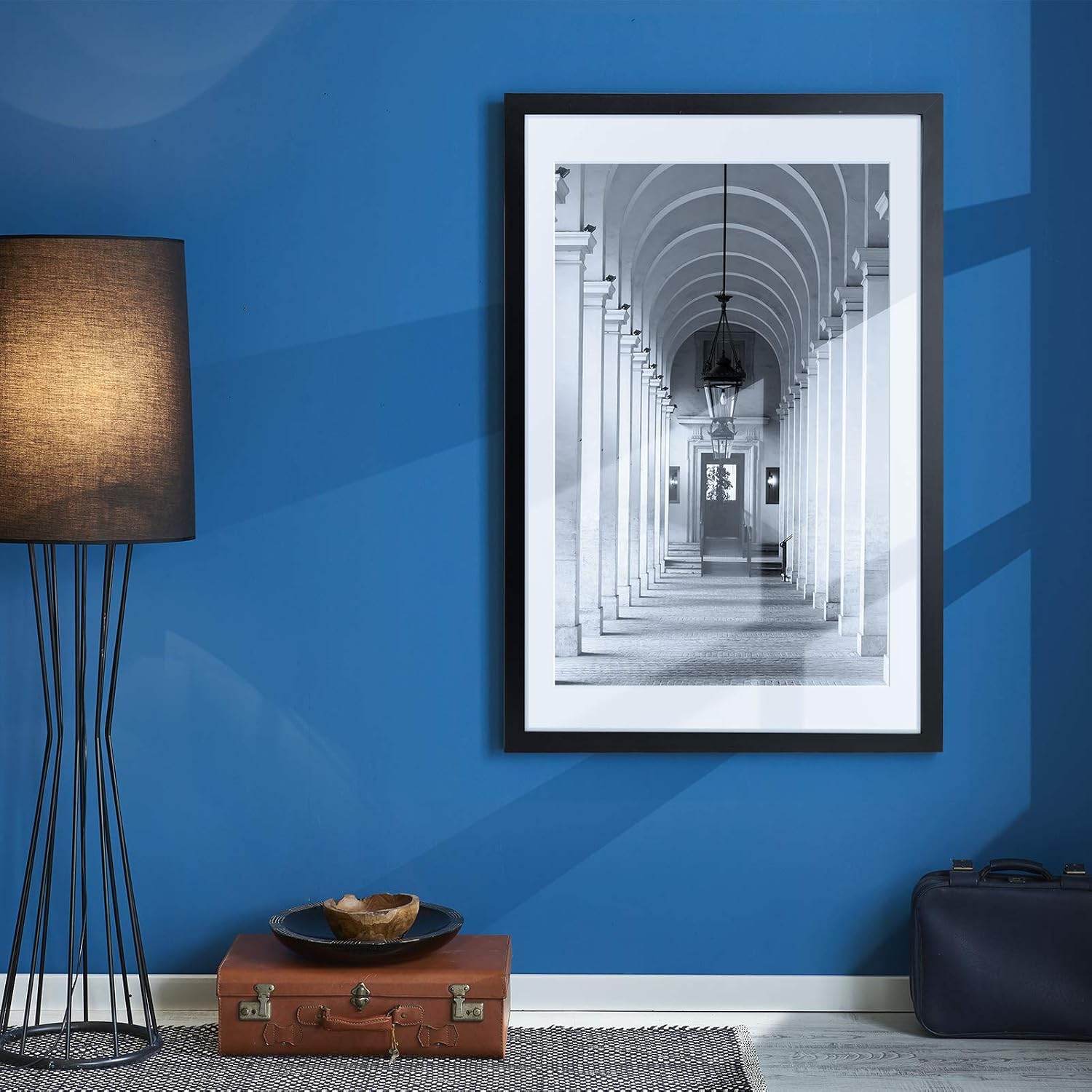 TWING 24x36 Poster Frame Black Solid Wood HD Plexiglass with Mat Display 20x30” Poster Frame with Mat or 24x36 Photo Without Mat Wall Mounting Photo Frame