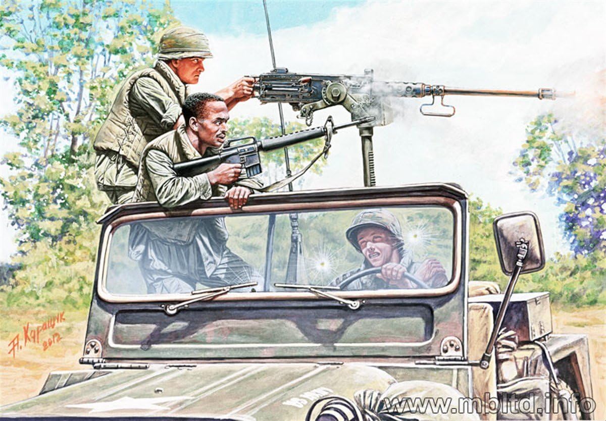 Master Box Models 1/35 "Charlie on The Left" Crew of 3 and Two Viet Cong Fighters, 5 Figures Set