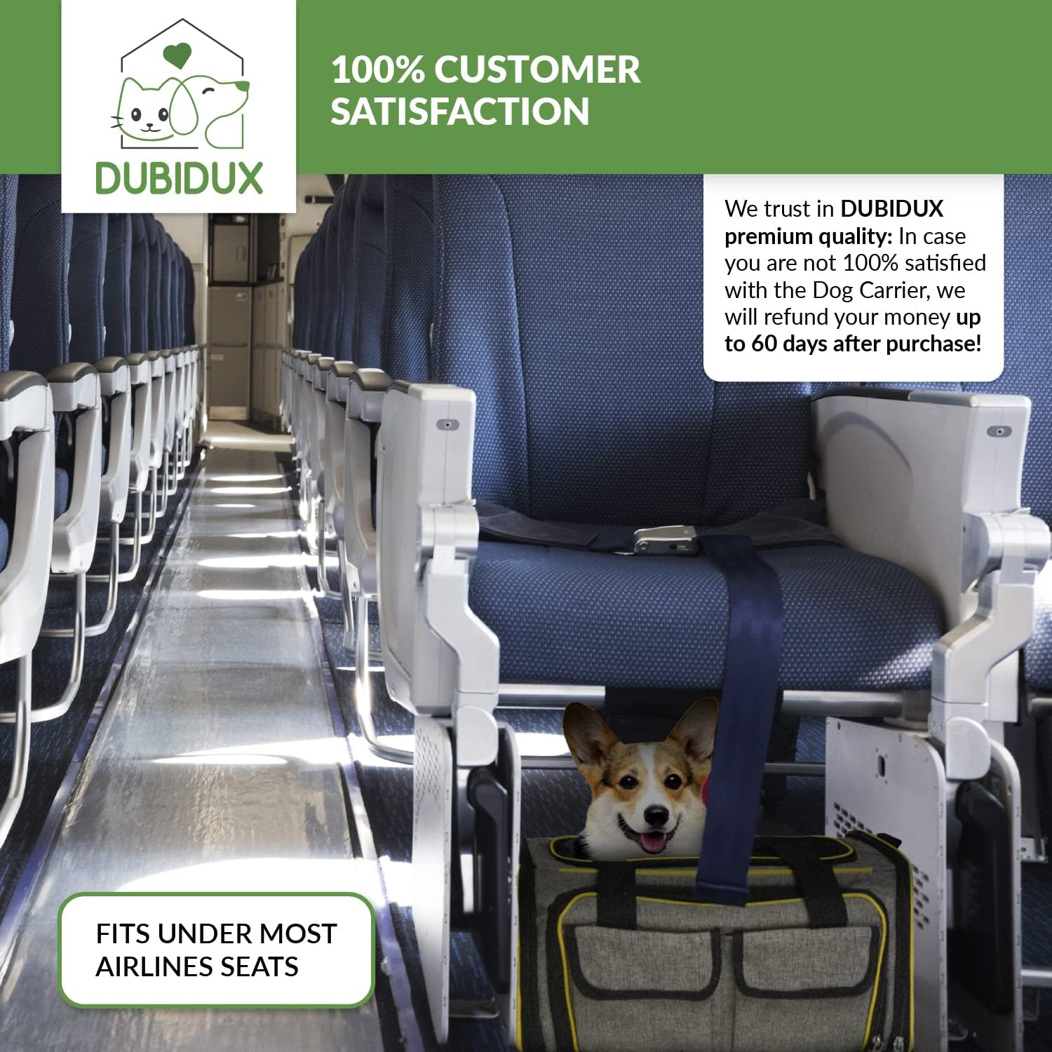 DUBIDUX Dog Carrier Airline Approved (16.5 x 7 x 9) 2 Sides Expandable Pet Carrier - Soft-Sided Dog Travel Bag with Fleece Pad & Foldable Water Bowl : Pet Supplies