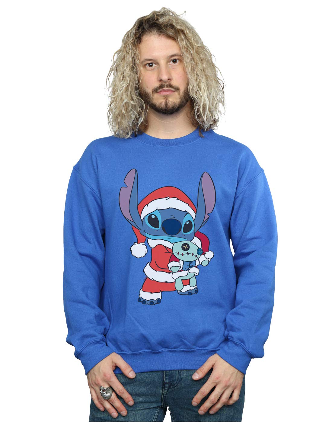 Absolute Cult Men's Royal Blue Disney Lilo And Stitch Stitch Christmas Sweatshirt XXXXX-Large