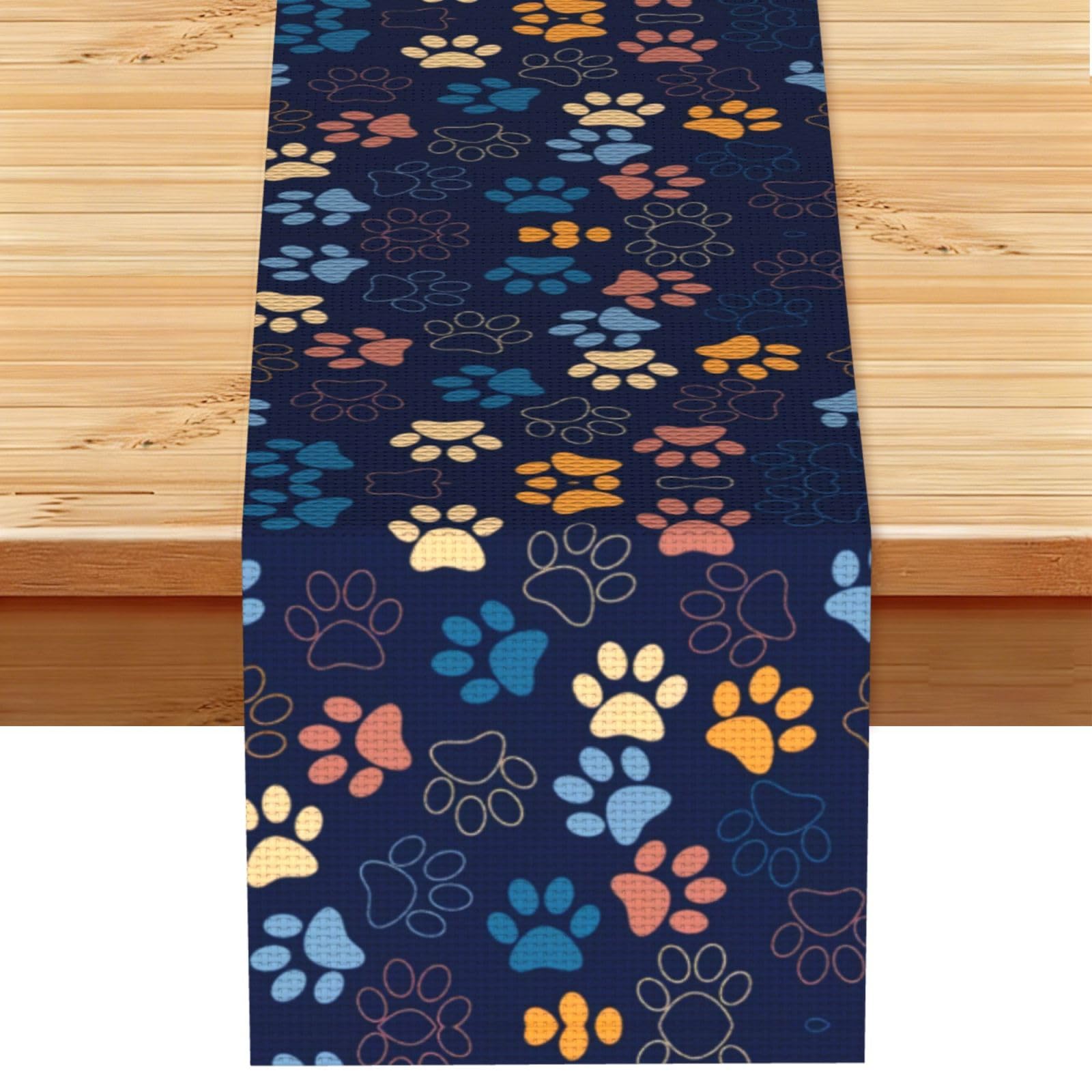 Cute dog paw Linen Feel Table Runner Wedding Party Home Decoration