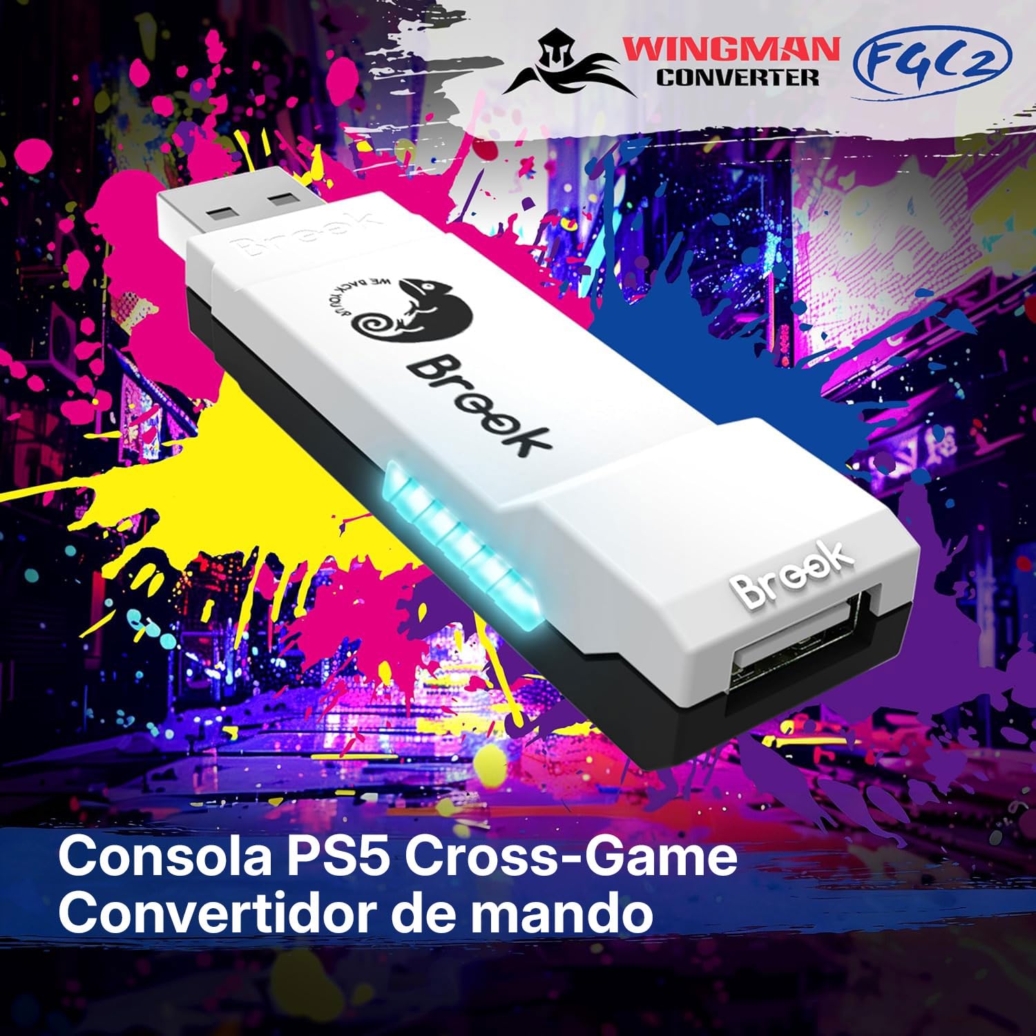 Mcbazel Brook Wingman FGC 2 Convertidor para PS5, Controlador con Cable PS5/PS4/XBox Series X|S/Xbox One/Xbox Elite/NS Switch/Arcade Stick a PS5/PC con Windows