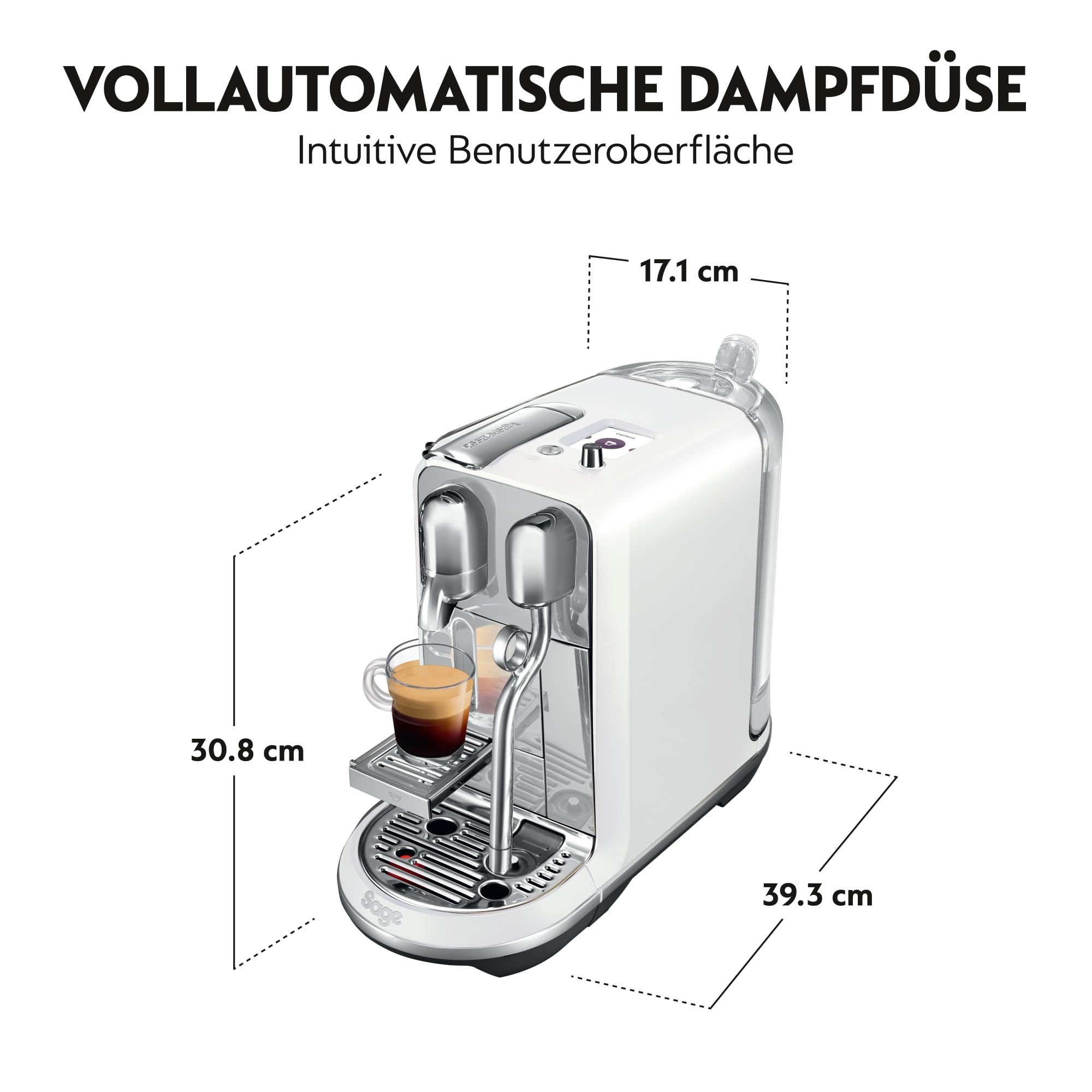 Sage Appliances SNE800 The Creatista Plus - Cafetera de café, color blanco perla