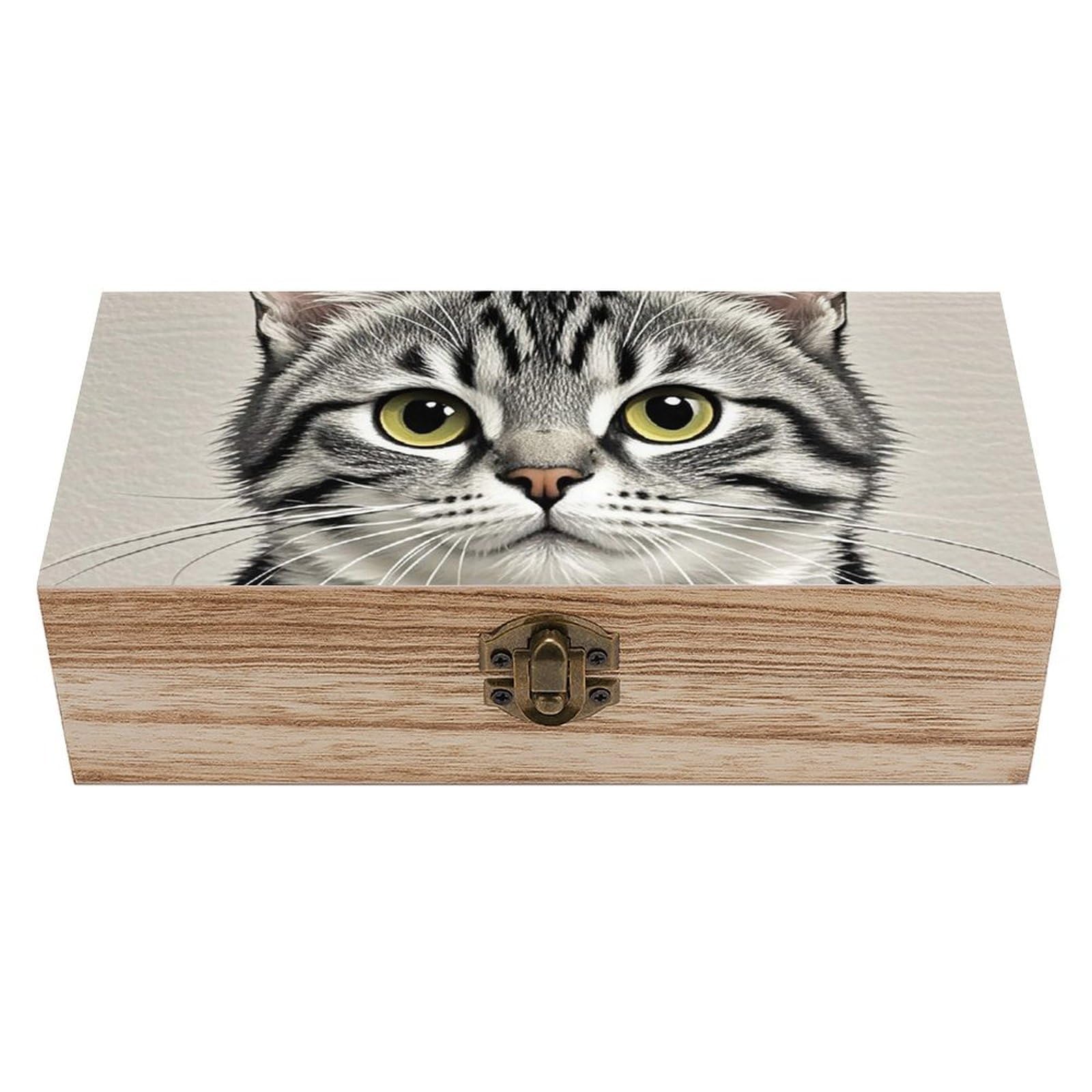 AQRJLPM Wooden Jewelry Box Beautifully Keepsake Box Trinket Box Keepsake Storage Organizer Pencil Style Cat Handmade Wooden Box for Storing Jewelry, Coins, Tartot Cards, Small Treasures