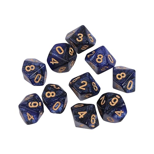 Trufolxiaz 10pcs Poliédrico Dados Dados D10 Dices RPG Dados Juego Juego Tablero Suministros Juego Tablero