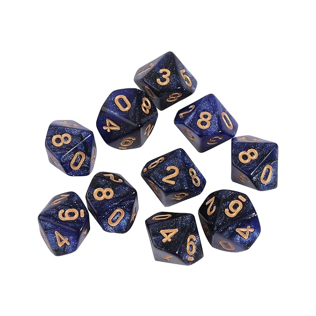 CVZQTE Juego de 10 dados acrílicos poliédricos D10 de 10 caras de 15 mm para juegos de rol, regalo, fiesta