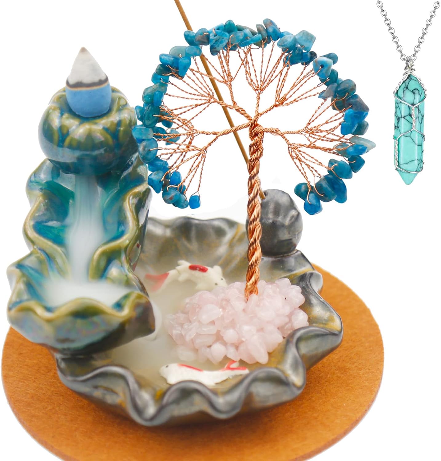 Incense Waterfall Burner, Crystal Tree Backflow Incense