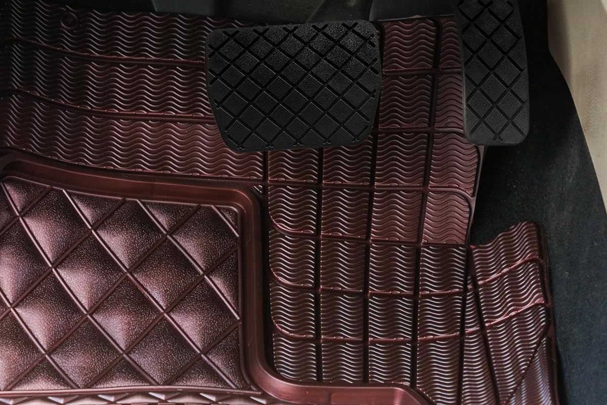 Universal Trim-to-Fit Car Floor Mats for Cars Trucks SUVs Rubber Non-Slip Waterproof All Weather Protection Floor Liner-Burgundy - Image 2