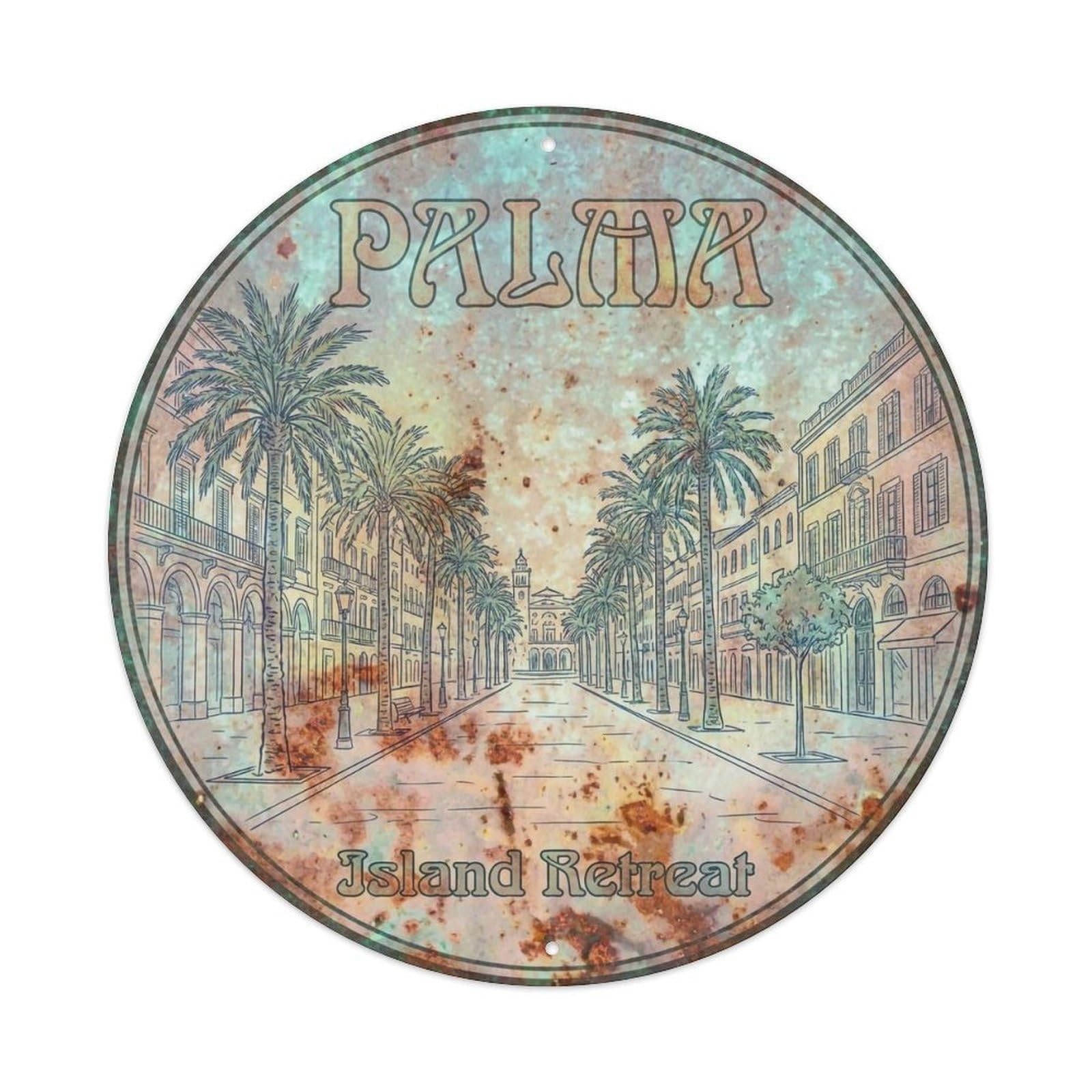 Vintage Travel Palma Spain Charm Metal Tin Sign