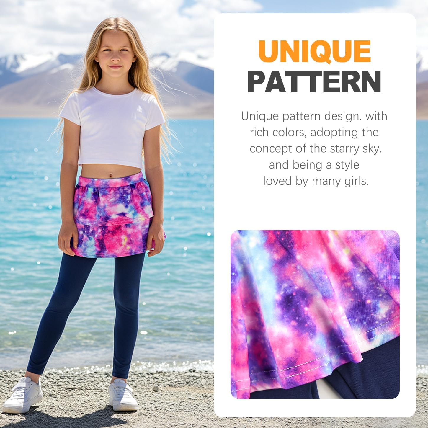 ZukoCert 2 Pack Skirt Leggings for Girls, Girls Skirts with Leggings 4-10 Year Old - Image 4