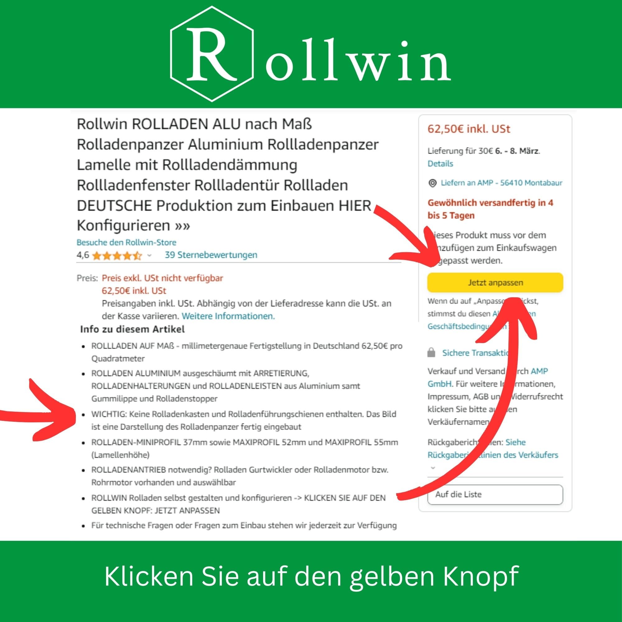 ROLLADEN ALU nach Maß Rolladenpanzer Aluminium Rollladenpanzer Lamelle mit Rollladendämmung Rollladenfenster Rollladentür Rollladen DEUTSCHE Produktion zum Einbauen Hier Konfigurieren »»