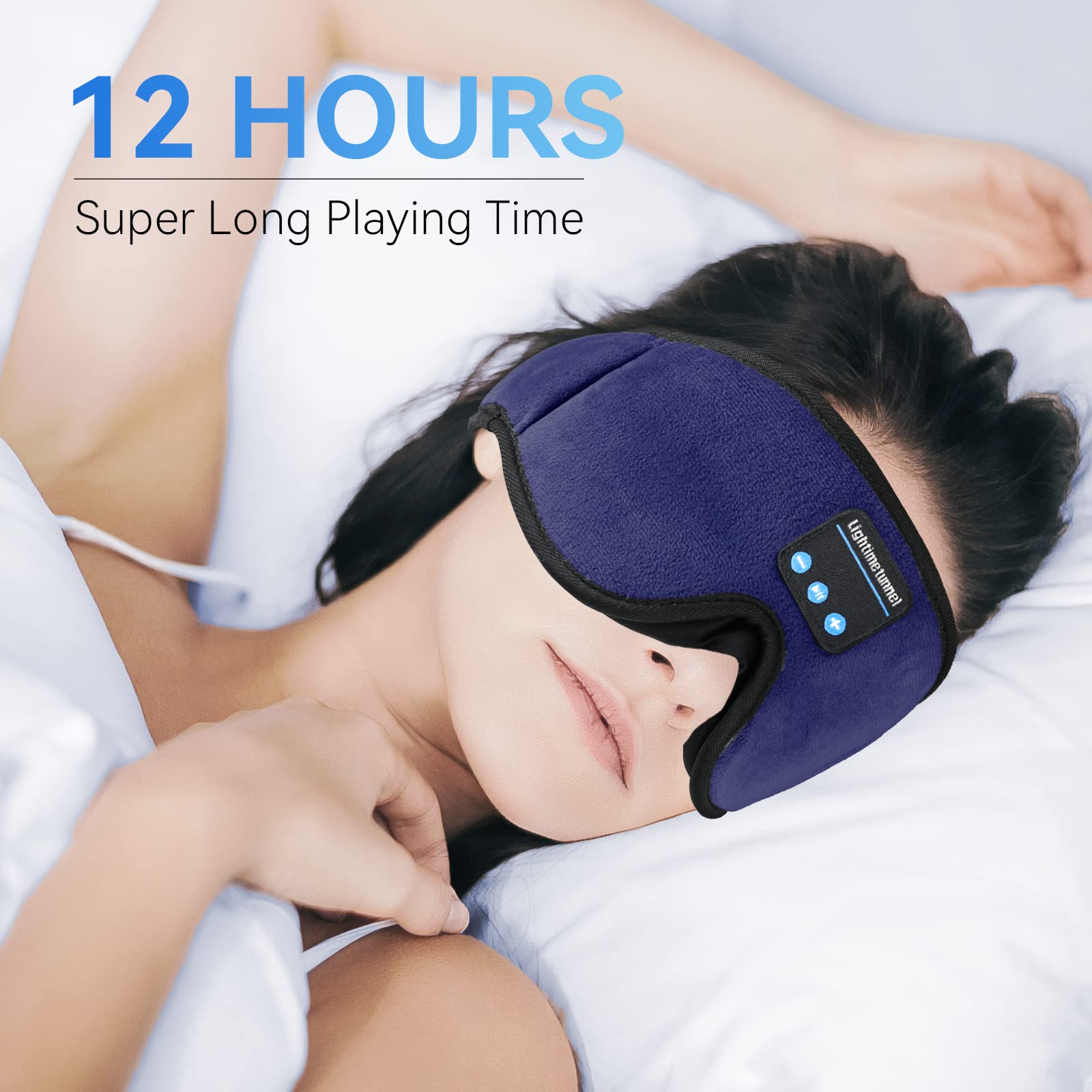 Masque De Sommeil Bluetooth 3D – Écouteurs Intégrés, Anti-Lumière – Pour Nuit, Sieste, Voyage, Méditation