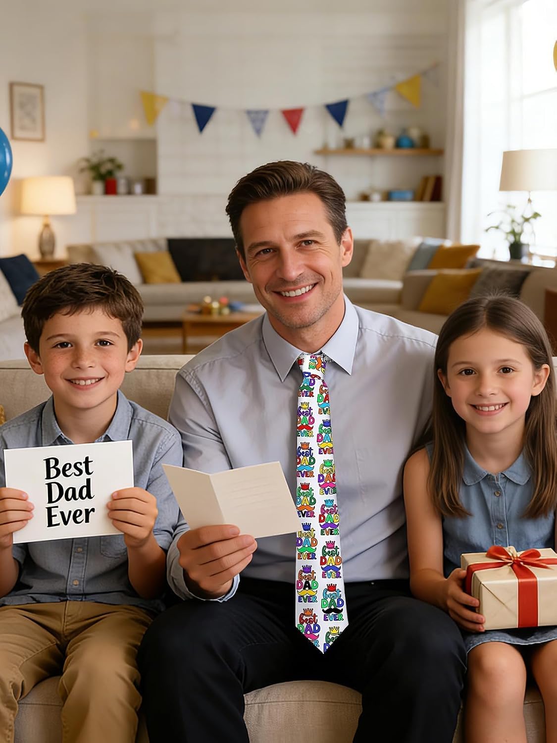 1 Piece Father's Day Crafts Tie Kit,Blank DIY Necktie with 10 Fabric Marker | Father and Son Matching Ties,Dad Tie for Birthday,School Activities,Festive Gifts for Father Grandfather Brother