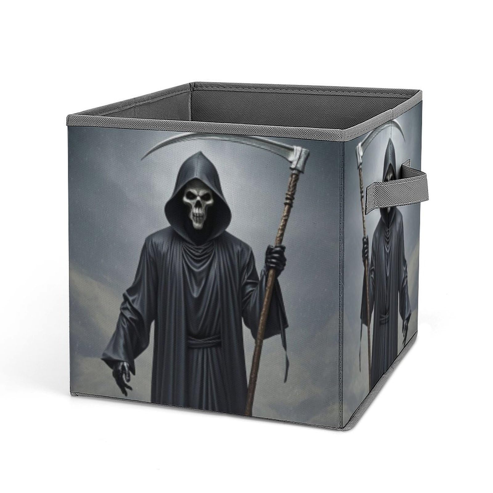 FekiLoot Grim-Reaper Folding Storage Bins with Handles Large Fabric Storage Cube Storage Organizer Heavy Duty Closet Organizer Sturdy Collapsible Bin Foldable Baskets