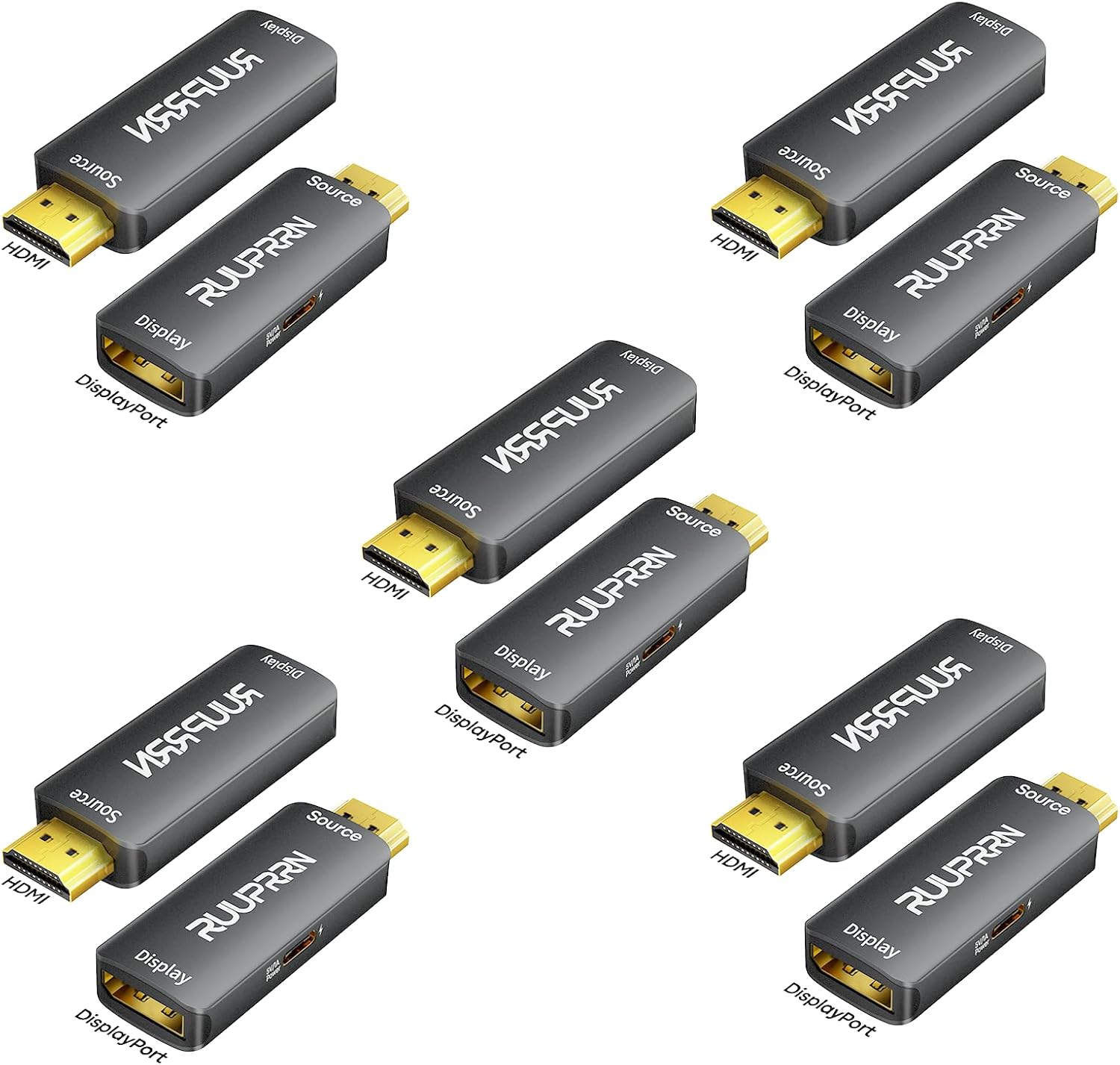 5Pack HDMI to DisplayPort Adapter (4K@60Hz, 2K/1080P@120Hz ) Unidirectional