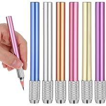 6Pcs Aluminum Pencil Lengthener, Assorted Colors Pencil Lengthener Holder with Ergonomic Grip, Pencils Extender for Artists, Drawing, Office, Home, Standard and Colored Pencils,