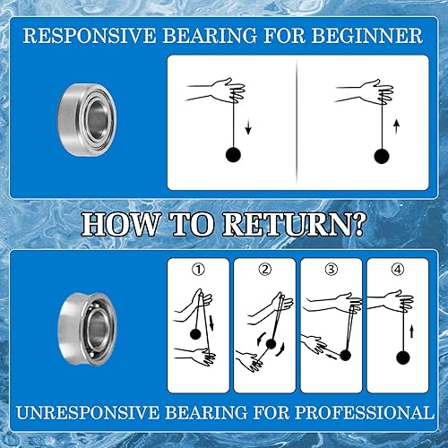 Miniatura 9 de YOYOSTUDIO X0312 Truco Yoyo Yoyo profesional sensible para niños de 8 a 12 años o más, Yo yo de metal giratorio para adultos con kit de rodamientos