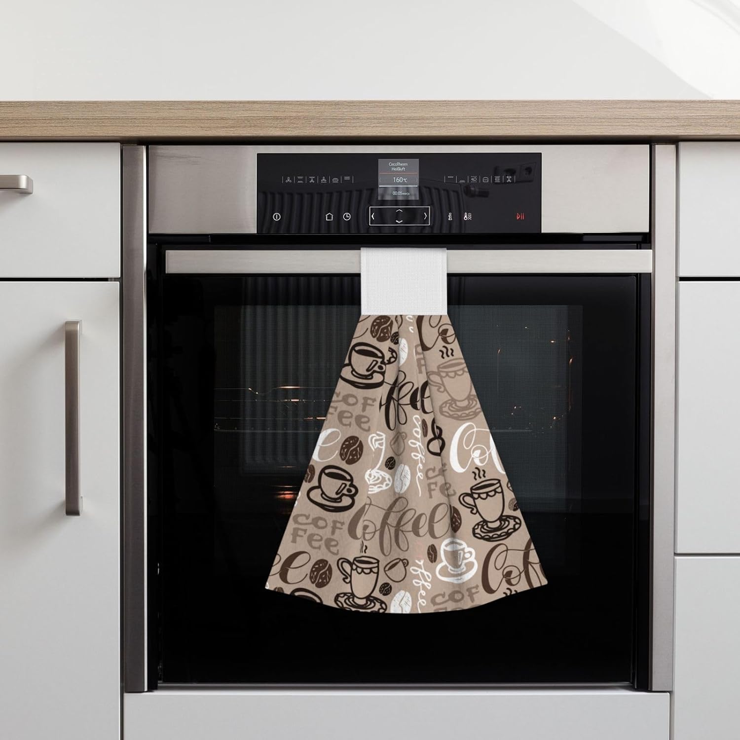 Coffee Hanging Tie Towels Set of 2 Soft Absorbent Kitchen Hand Towels with Hanging Loops for Kitchen Bathroom Farmhouse Home Decor 18 x 14 Inch - Image 7