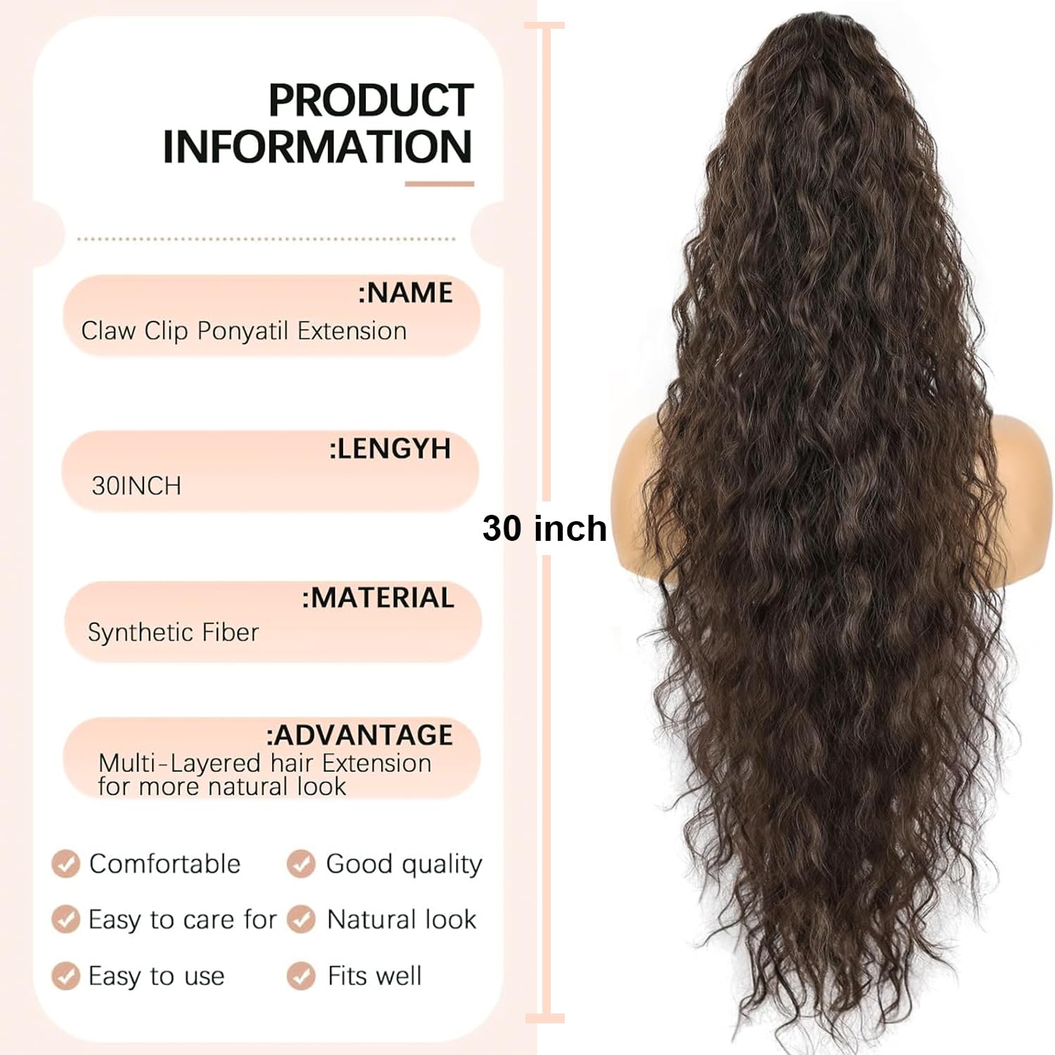 PORSMEER Claw Ponytail Hair Extension 30 inches - Image 4