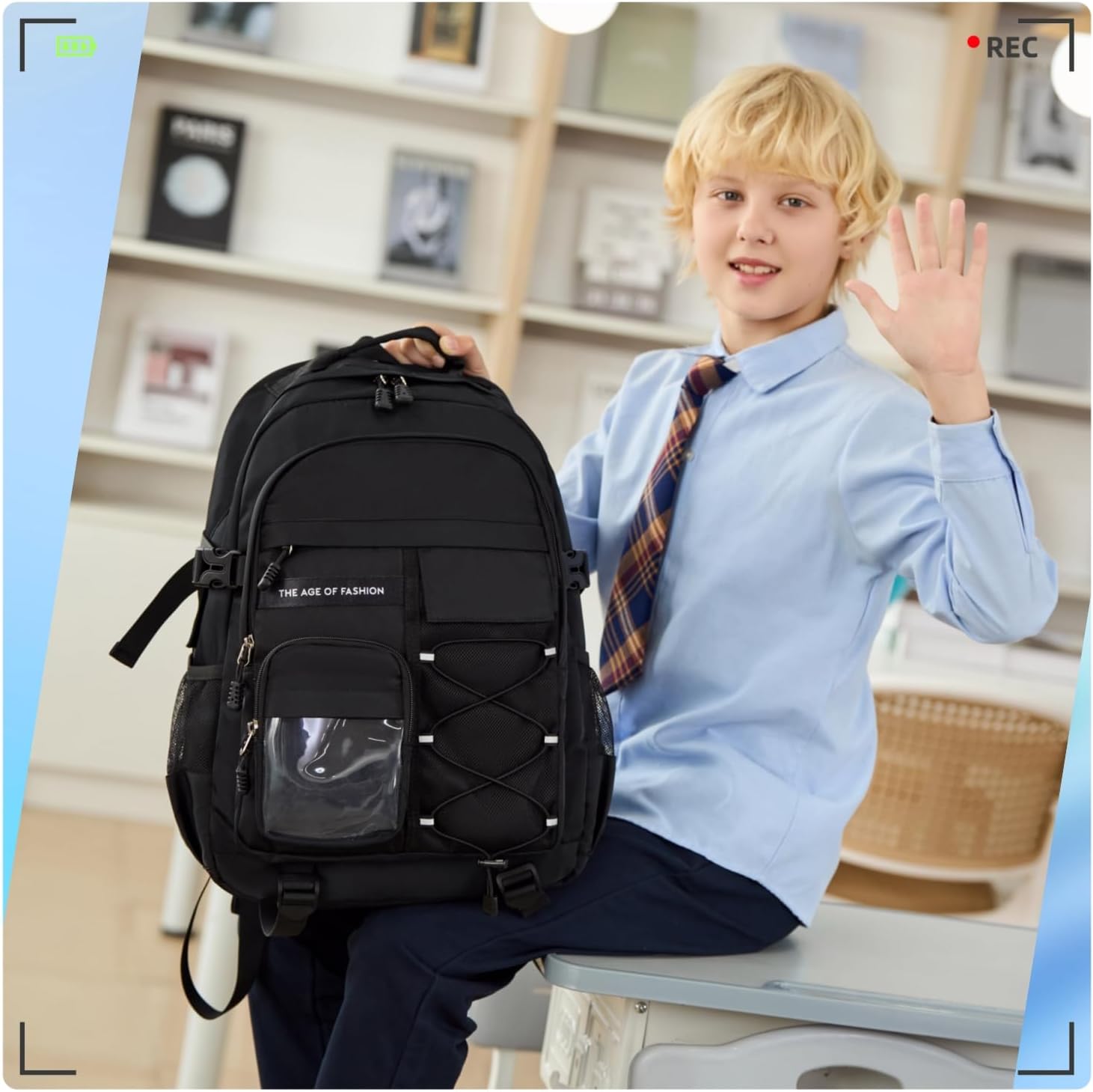 Laptop Backpack Boys Teen Bookbag Kids Middle Schoolbag Women Men 18in(Black)