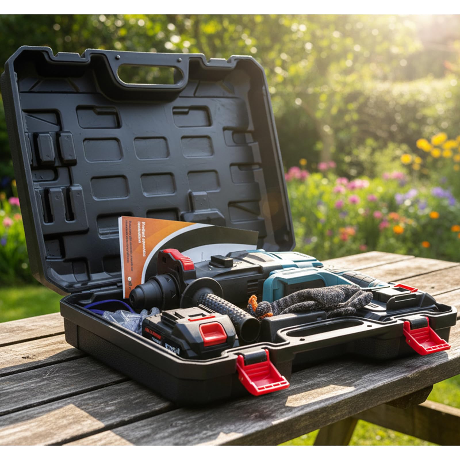 Voltix Martello Perforatore a Batteria Brushless con 2 Batterie, Trapano Tassellatore e Trapano a Percussione Portatile, Motore Senza Spazzole Potente per Lavori su Calcestruzzo e Muro