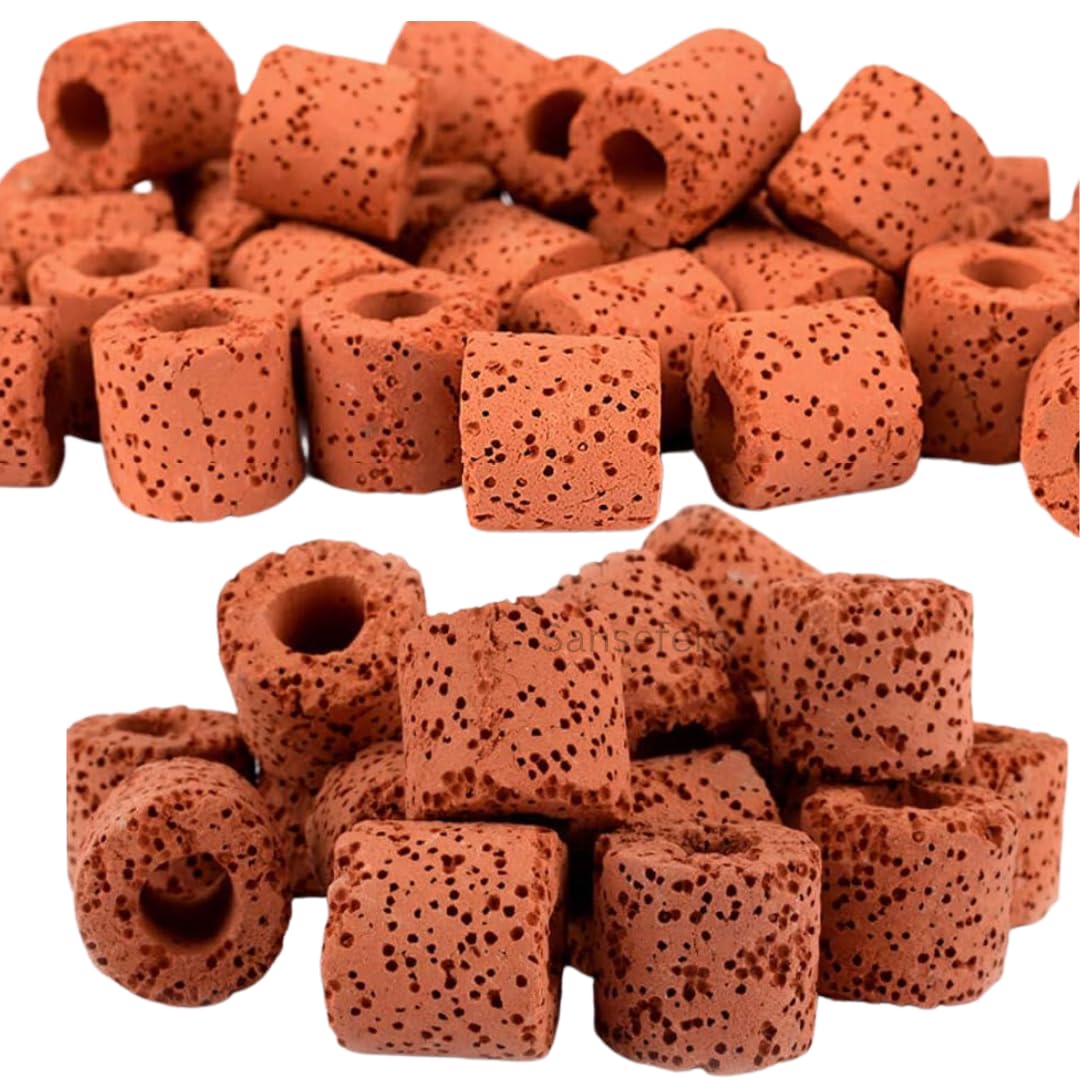 SANSEFERO Premier Plants Bio Red Ceramic Rings In 1 Filter Media Bags For Aquarium Fish Canister/Hang On Filter(500 Gram)