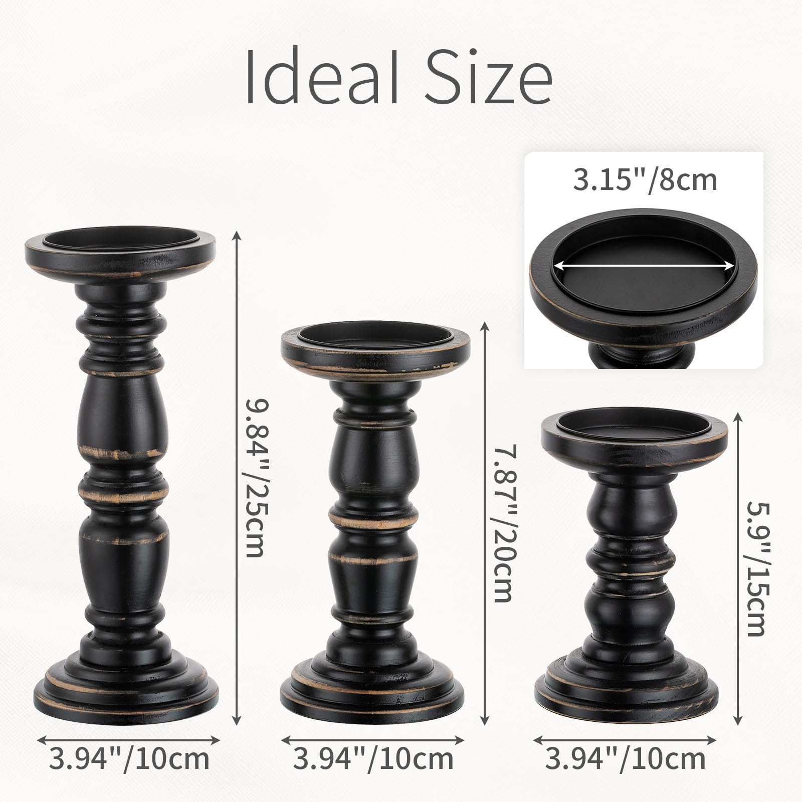 VROOMIUM Set 6 Portacandele In Ferro Nero Opaco – Eleganti E Stabili Per Centrotavola, Matrimoni E Decorazione Casa