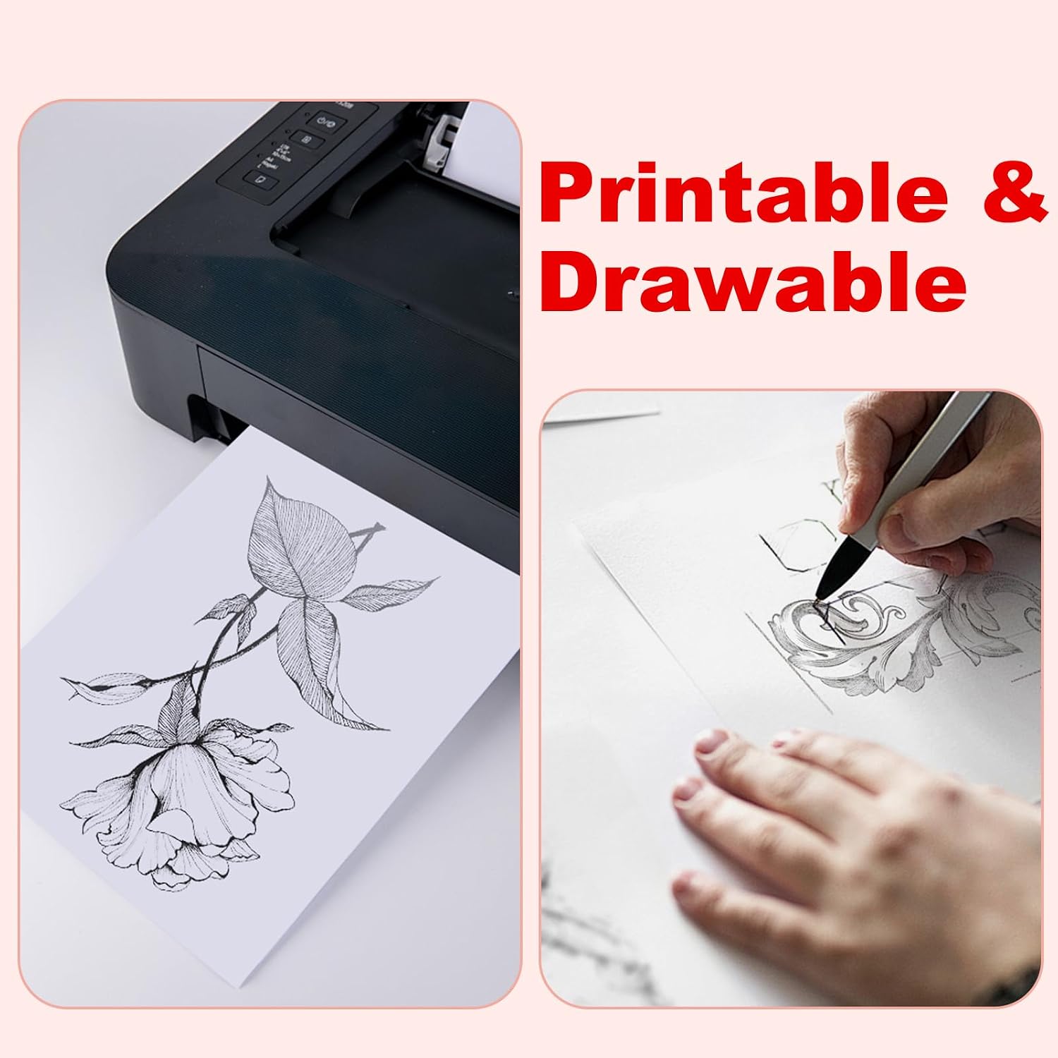 Phinus Water Soluble Stabilizer for Embroidery 8P, 8.27'' x 11.7'' A4 Size Embroidery Stabilizer, Medium Weight Water Soluble Embroidery Paper for Print or Draw Patterns