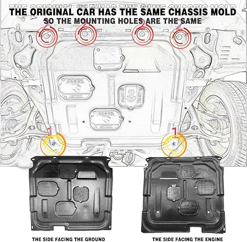 Miniatura 7 de Protectores de motor para Honda Accord 2008 2009 2010 2011 2012 Sedan 4 puertas y 2.4L delantero motor protector contra salpicaduras adecuado para