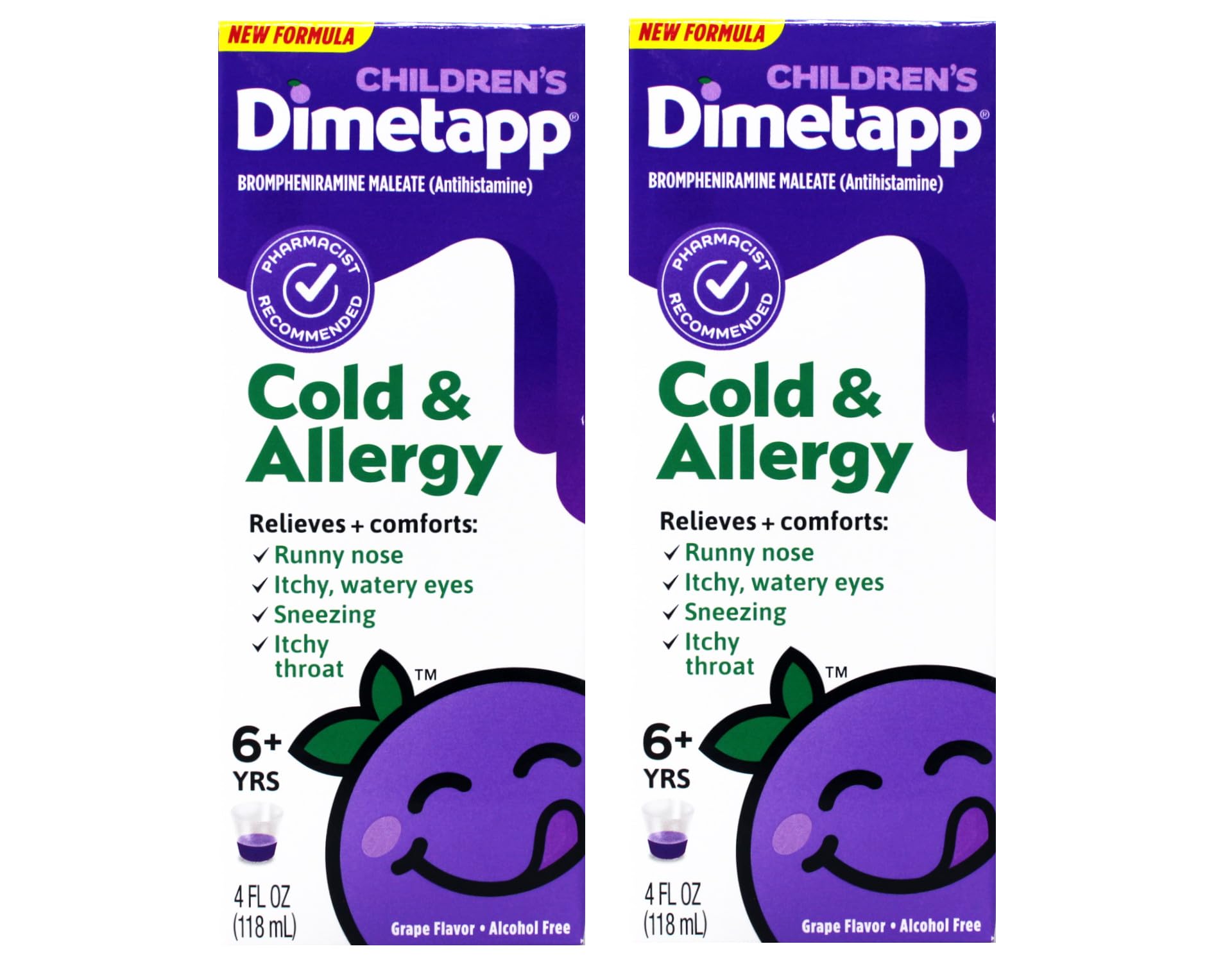 DimetappDimetapp Childrens Cold Allergy Elixir Liquid Grape, Grape 4 oz (Pack of 2)